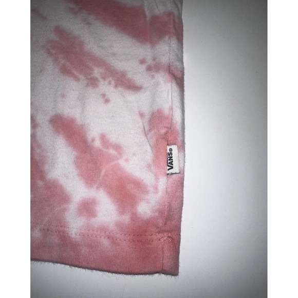 Vans Shirt Womens Large Pink White Tie Dye Skateboard Embroidered Crop Top Tee - Picture 5 of 11